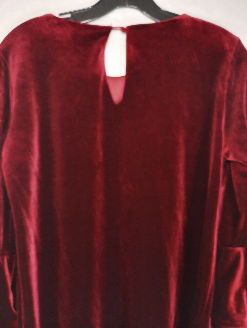 Red Velvet Ruffle Bell Sleeve Peasant Blouse Soft Romantic Boho Chic Top Maroon - Picture 4 of 6